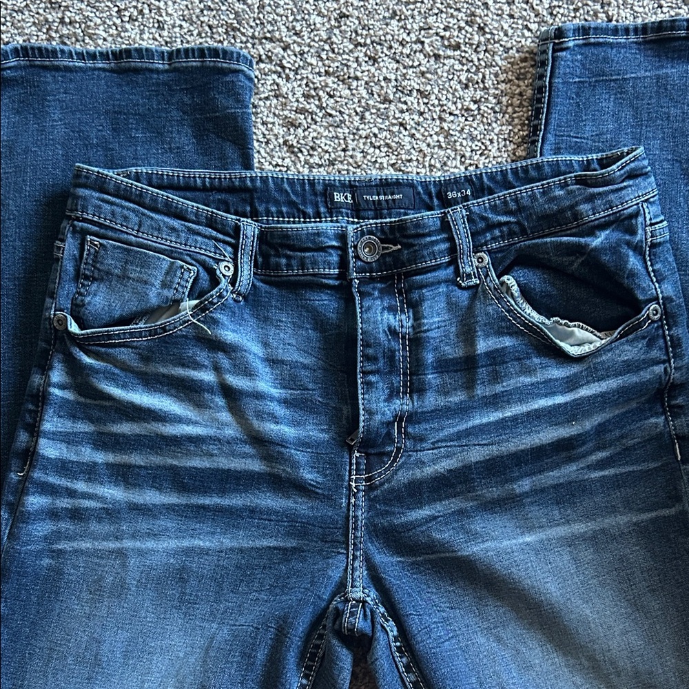 BKE Men's Dark Blue Relaxed Jeans